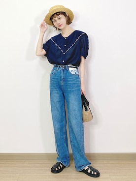 「休闲」｜「アイテム（サンダル）」を使った、喵喵小桃さん（レディース・160cm）の春コーディネート