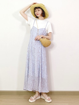 「休闲」｜「アイテム（サンダル）」を使った、喵喵小桃さん（レディース・160cm）の夏コーディネート