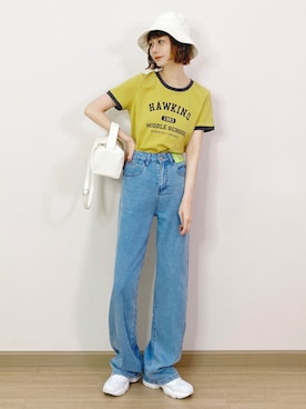 「休闲」｜「アイテム（スニーカー）」を使った、喵喵小桃さん（レディース・160cm）の春コーディネート