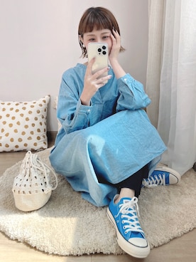 「休闲」｜「アイテム（スニーカー）」を使った、喵喵小桃さん（レディース・160cm）の春コーディネート