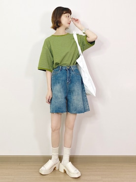「日系极简」｜喵喵小桃さん（レディース・160cm）の夏コーディネート