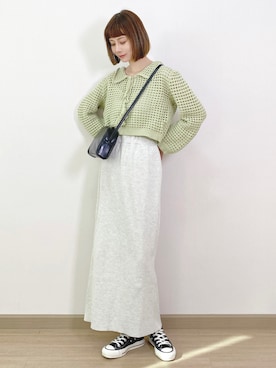 「休闲」｜「アイテム（スニーカー）」を使った、喵喵小桃さん（レディース・160cm）の春コーディネート