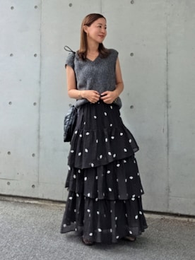 「アイテム（ベスト）」を使った、NICOさん（レディース・158cm）の秋コーディネート