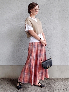 「SLURR（スラ―）のアイテム」を使った、NICOさん（レディース・158cm）の春コーディネート