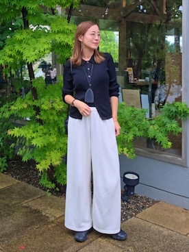 「GU（ジーユー）のアイテム（パンツ、ホワイト系）」を使った、NICOさん（レディース・158cm）の夏コーディネート