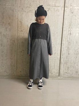 「ミリタリーコーデ」｜「アイテム（ワンピース/ドレス）」を使った、浅野ゆきさん（レディース・158cm）の秋コーディネート