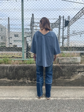 「AVIREX（アヴィレックス）の【直営店限定】REMAKE STRETCK DENIM PANTS/ リメイクストレッチデニムパンツ（デニムパンツ、その他）」を使った、浅野ゆきさん（レディース・158cm）の夏コーディネート