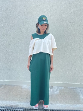 「AVIREX（アヴィレックス）のLINE CREW SOCKS/ ラインクルーソックス（ソックス/靴下）」を使った、浅野ゆきさん（レディース・158cm）の夏コーディネート