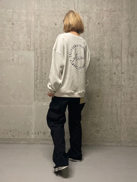 「AVIREX（アヴィレックス）のCARGO PANTS/ カーゴパンツ（カーゴパンツ、ブラック系）」を使った、浅野ゆきさん（レディース・158cm）の秋コーディネート