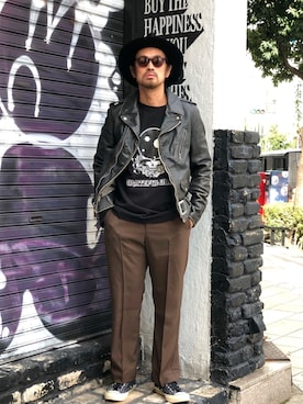 「schott（ショット）の【直営限定】Schott/ショット/MILITARY SLACKS/ミリタリースラックス（その他パンツ）」を使った、ishizawaさん（メンズ・172cm）の秋コーディネート