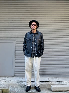 「schott（ショット）のアイテム（その他アウター）」を使った、ishizawaさん（メンズ・172cm）の冬コーディネート