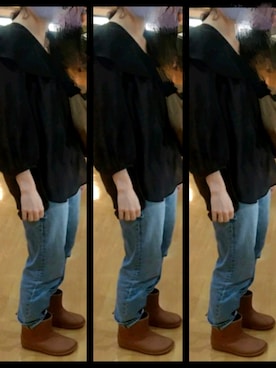 「アイテム（レインシューズ、ブラウン系）」を使った、 yuriさん（レディース・159cm）の秋コーディネート