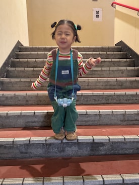 「アイテム（オールインワン・サロペット）」を使った、▷ fuu ◁さん（キッズ・110cm）の冬コーディネート