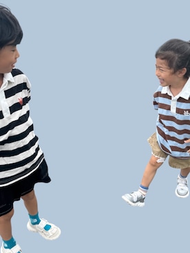 「NEW BALANCE（ニューバランス）の230 Hook and Loop（スニーカー、シルバー系）」を使った、▷ fuu ◁さん（キッズ・110cm）の夏コーディネート