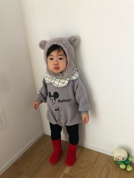 「男の子ベビー」｜「アイテム（帽子）」を使った、▷ fuu ◁さん（キッズ・100cm）の冬コーディネート