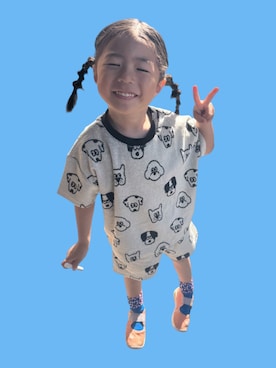 「NIKE（ナイキ）のナイキ リフト 2 ベビーシューズ / Nike Rift 2 Baby/Toddler Shoes FB5528-801 Apricot Agate（スニーカー、オレンジ系）」を使った、▷ fuu ◁さん（キッズ・110cm）の夏コーディネート