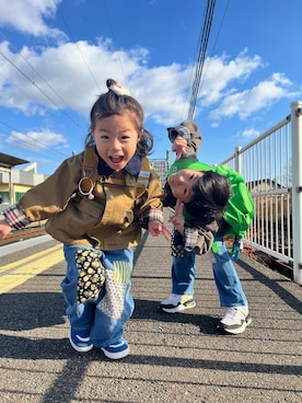 「アイテム（デニムパンツ）」を使った、▷ fuu ◁さん（キッズ・110cm）の秋コーディネート