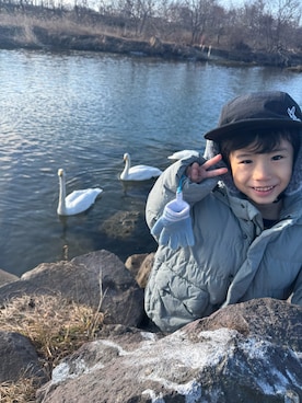 「DOD（ディーオーディー）のアイテム」を使った、▷ fuu ◁さん（キッズ・110cm）の冬コーディネート