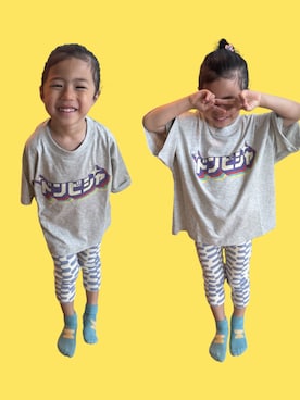 「Life Support Products（ライフサポートプロダクツ）のジャパニーズプリントワイドT（Tシャツ/カットソー、グレー系）」を使った、▷ fuu ◁さん（キッズ・110cm）の春コーディネート
