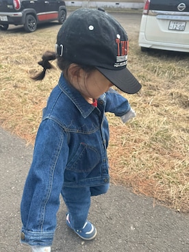 「USEDの🦁（デニムジャケット、ブルー系）」を使った、▷ fuu ◁さん（キッズ・110cm）の春コーディネート