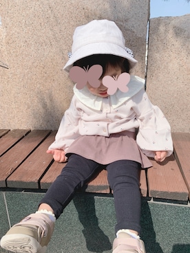 「おんなのこコーデ」｜「アイテム（帽子）」を使った、KOMUGIさん（キッズ・80cm）の春コーディネート