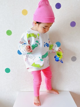 「ZOZOKIDSDAY」｜「アイテム（ニットキャップ/ビーニー）」を使った、みにょさん（キッズ・90cm）の春コーディネート