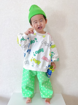 「ZOZOKIDSDAY」｜「アイテム（ニットキャップ/ビーニー）」を使った、みにょさん（キッズ・90cm）の春コーディネート