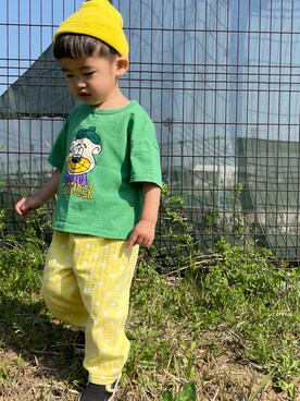 「ZOZOKIDSDAY」｜「アイテム（ニットキャップ/ビーニー）」を使った、みにょさん（キッズ・90cm）の春コーディネート