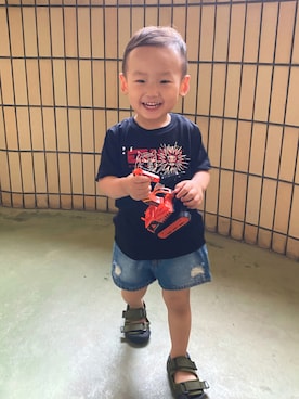「アイテム（その他パンツ、ブルー系）」を使った、pooh❁¨̮sukeさん（キッズ・90cm）の夏コーディネート