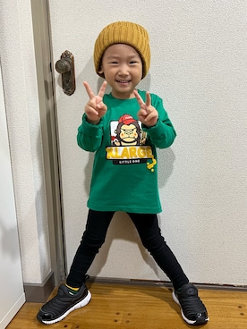 「select MOCA by son（セレクトモカバイソン）のアイテム（サロペット/オーバーオール）」を使った、pooh❁¨̮sukeさん（キッズ・100cm）の秋コーディネート