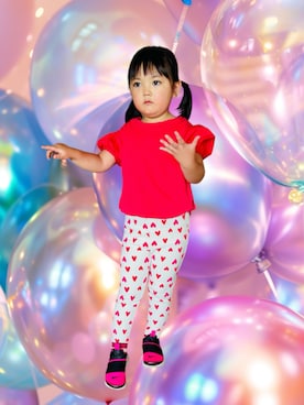 「petit main（プティマイン）のアイテム」を使った、♡can &me♡さん（キッズ・100cm）の秋コーディネート