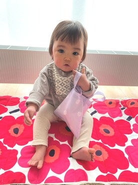 「petit main（プティマイン）のアイテム（スウェット）」を使った、♡can &me♡さん（キッズ・90cm）の春コーディネート