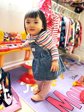 「OSHKOSH（オシュコシュ）のアイテム（ワンピース/ドレス）」を使った、♡can &me♡さん（キッズ・90cm）の秋コーディネート