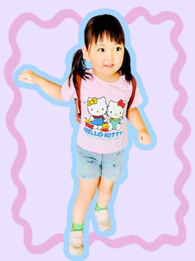 「アイテム（Tシャツ/カットソー）」を使った、♡can &me♡さん（キッズ・100cm）の夏コーディネート