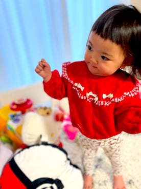 「Moujonjon（ムージョンジョン）のアイテム（スウェット）」を使った、♡can &me♡さん（キッズ・90cm）の冬コーディネート