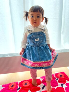 「OSHKOSH（オシュコシュ）のアイテム（ワンピース/ドレス）」を使った、♡can &me♡さん（キッズ・90cm）の秋コーディネート