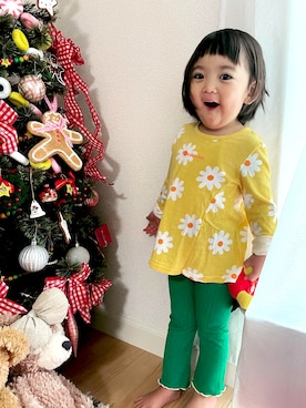 「Moujonjon（ムージョンジョン）のアイテム（トップス）」を使った、♡can &me♡さん（キッズ・90cm）の秋コーディネート
