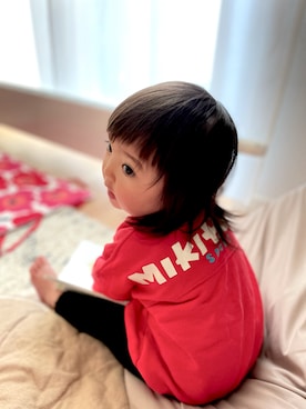 「MIKI HOUSE（ミキハウス）のアイテム（スウェット）」を使った、♡can &me♡さん（キッズ・90cm）の秋コーディネート