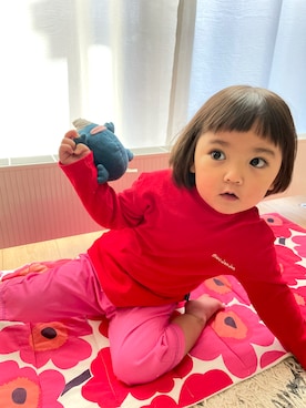 「Moujonjon（ムージョンジョン）のアイテム（トップス）」を使った、♡can &me♡さん（キッズ・90cm）の秋コーディネート