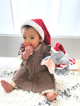 「クリスマスコーデ」｜「アイテム（ワンピース/ドレス）」を使った、♡can &me♡さん（キッズ・90cm）の冬コーディネート