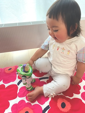 「combimini（コンビミニ）のアイテム（トップス）」を使った、♡can &me♡さん（キッズ・90cm）の夏コーディネート