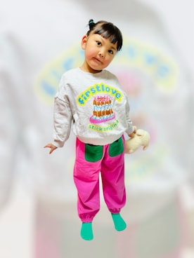 「アイテム（Tシャツ/カットソー）」を使った、♡can &me♡さん（キッズ・100cm）の冬コーディネート