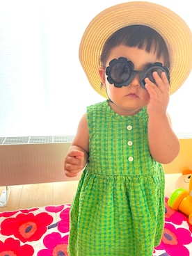 「OSHKOSH（オシュコシュ）のアイテム（ワンピース/ドレス）」を使った、♡can &me♡さん（キッズ・90cm）の夏コーディネート