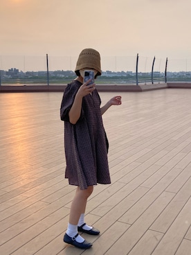 「韓国好きな人と繋がりたい」｜「アイテム（帽子）」を使った、すずなさん（レディース・152cm）の夏コーディネート
