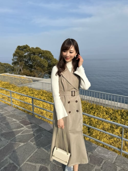高評価＆大人気】ノースリーブマーメイドトレンチ風ワンピース