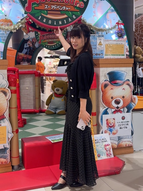 ドットシフォンロング丈ワンピース