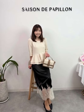 「SAISON DE PAPILLON（セゾンドパピヨン）のアイテム」を使った、saisondepapillon_officialさん（レディース・169cm）の春コーディネート
