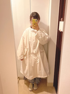 「アイテム（モッズコート、ホワイト系）」を使った、Hiさん（レディース・151cm）の秋コーディネート