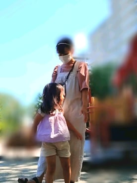 「公園コーデ」｜「アイテム（オールインワン・サロペット）」を使った、モス子さん（レディース・157cm）の夏コーディネート