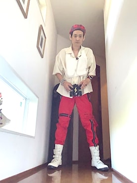 「アイテム（スウェットパンツ）」を使った、OKAWA⭐︎相互さん（メンズ・184cm）の夏コーディネート